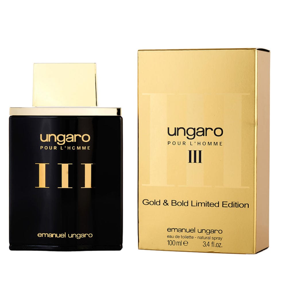 Emanuel Ungaro pour L'Homme III Gold Ltd. Men’s Perfume/Cologne For Men Eau de Toilette 3.4 oz Edt