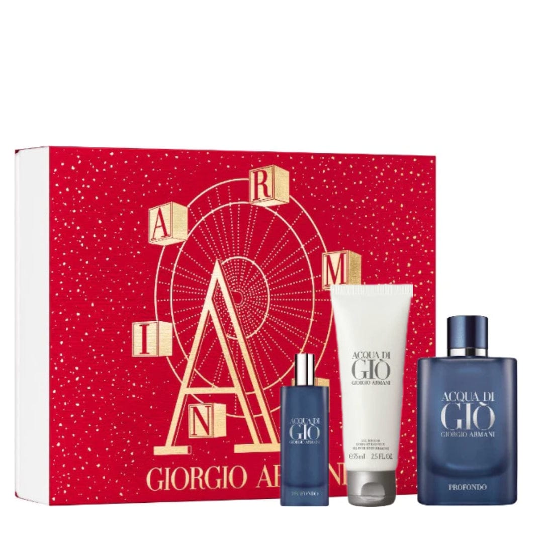 Giorgio Armani Acqua Di Gio Profondo Men's Perfume/Cologne For Men Eau De Parfum 1.4 oz / 1.6 oz / 2.5 oz / 3.3 oz / 4.2 oz / 6.8 oz / Gift set 4.2 oz / Refill 5.2 oz Edp Gift Set 4.2 oz
