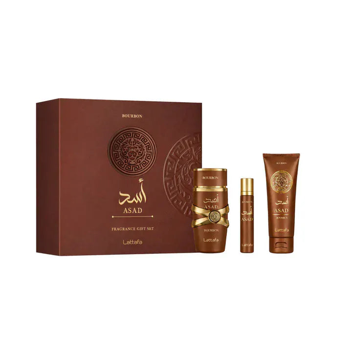 Lattafa Asad Bourbon Gift Set: 3.4 oz / 100 ml