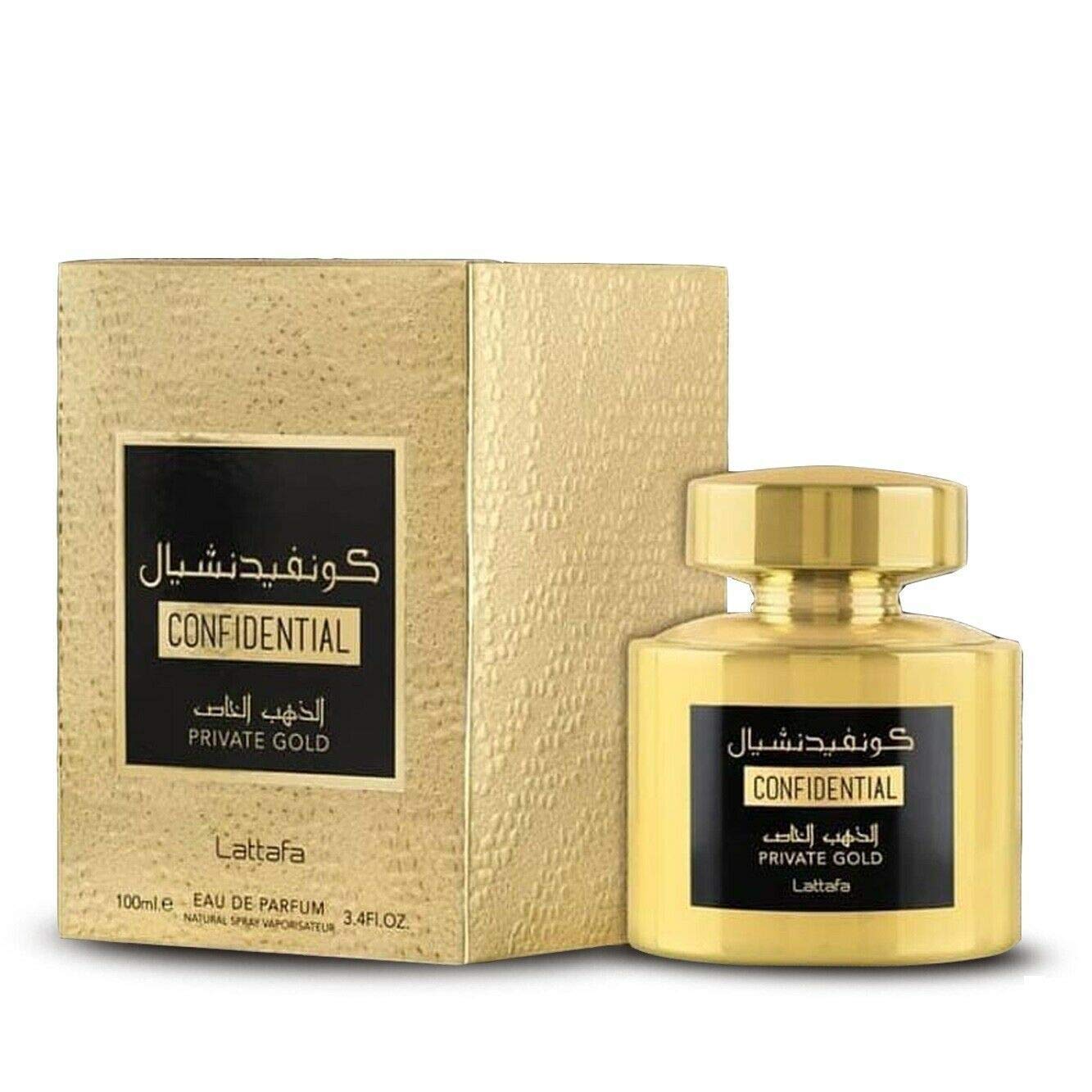 Lattafa Confidential Private Gold Unisex Perfume/Cologne For Men & Women Eau de Parfum 3.4 oz Edp