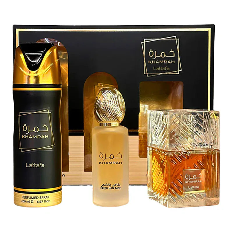 Lattafa’s Khamrah Dukhan - For Men Eau de Parfum Gift Set 3.4 oz