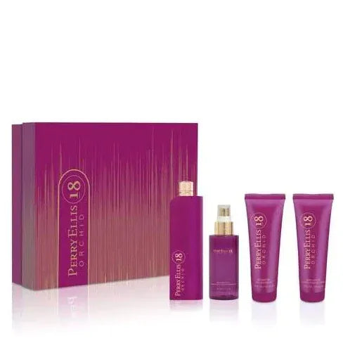 Perry Ellis 18 Orchid Women’s Perfume/Cologne For Women Eau de Parfum 3.4 oz / Gift Set 3.4 oz / Body Mist 8.0 oz Edp Gift Set 3.4 oz