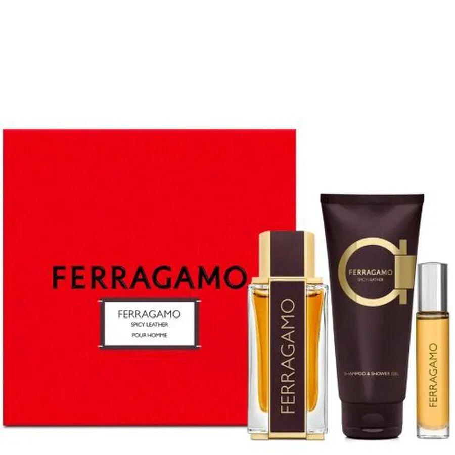 Salvatore Ferragamo Spicy Leather Parfum Men’s Perfume/Cologne For Men Eau de Parfum 3.4 oz / Gift Set 3.4 oz Edp Gift Set 3.4 oz