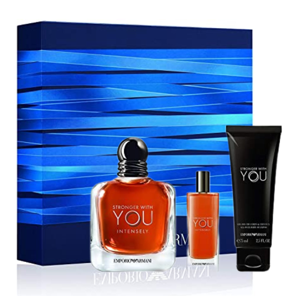 Giorgio Armani Stronger With You Intensely Men s Perfume Cologne For Men Eau De Parfum 1.7 oz 3.4 oz Gift Set 3.4 oz Edp