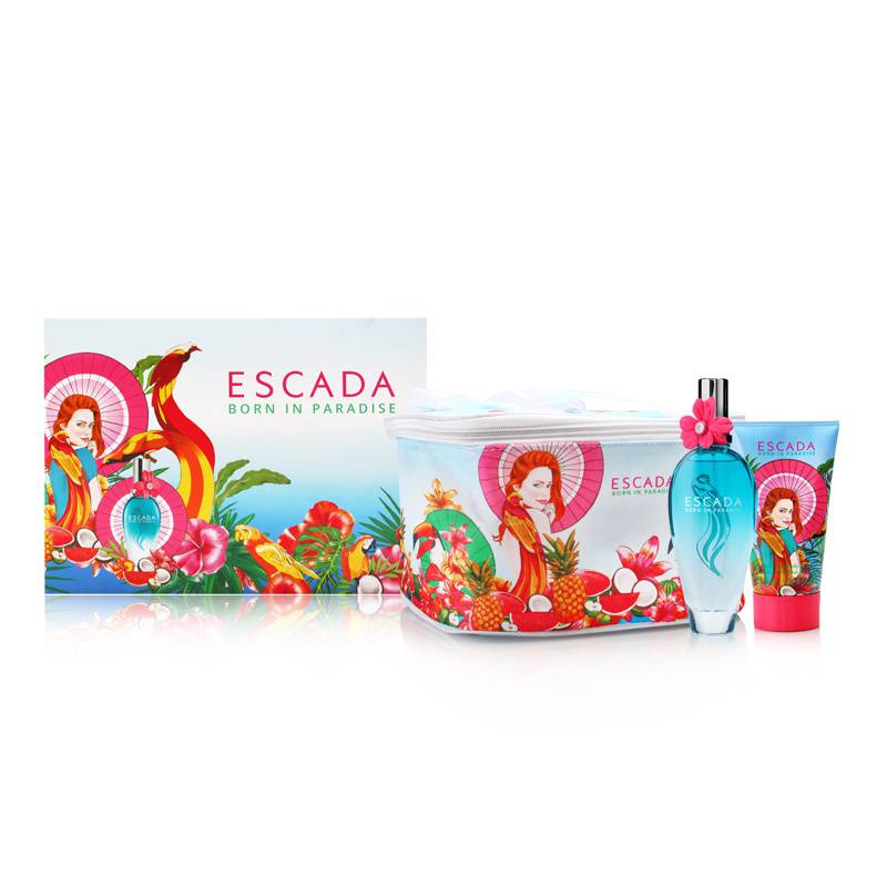 Escada Born In Paradise Perfume For Women Eau De Toilette  Spray 3.3 Oz / Gift Set 3.3 oz Gift Set 3.3 oz