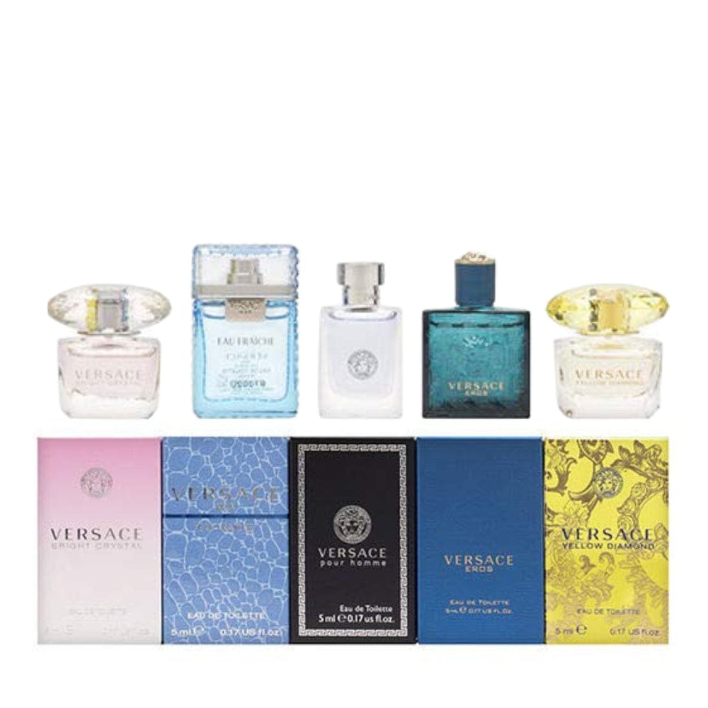 Versace Miniature Set Unisex Perfume/Cologne For Men & Women 5x0.17 oz